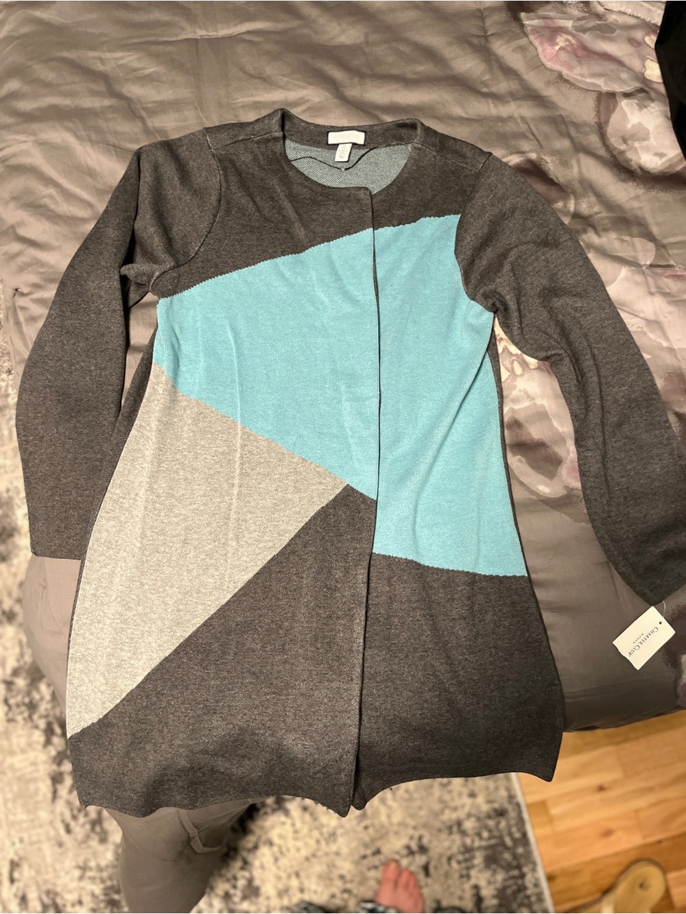 Charter Club Women’s Colorblock Open Front Long Cardigan Sweater 1X NWT